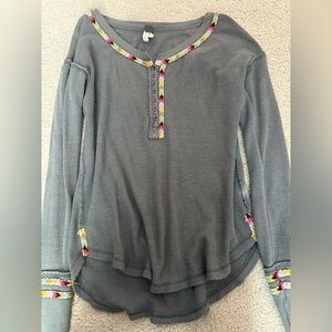 We The Free Rainbow Thermal Henley Top